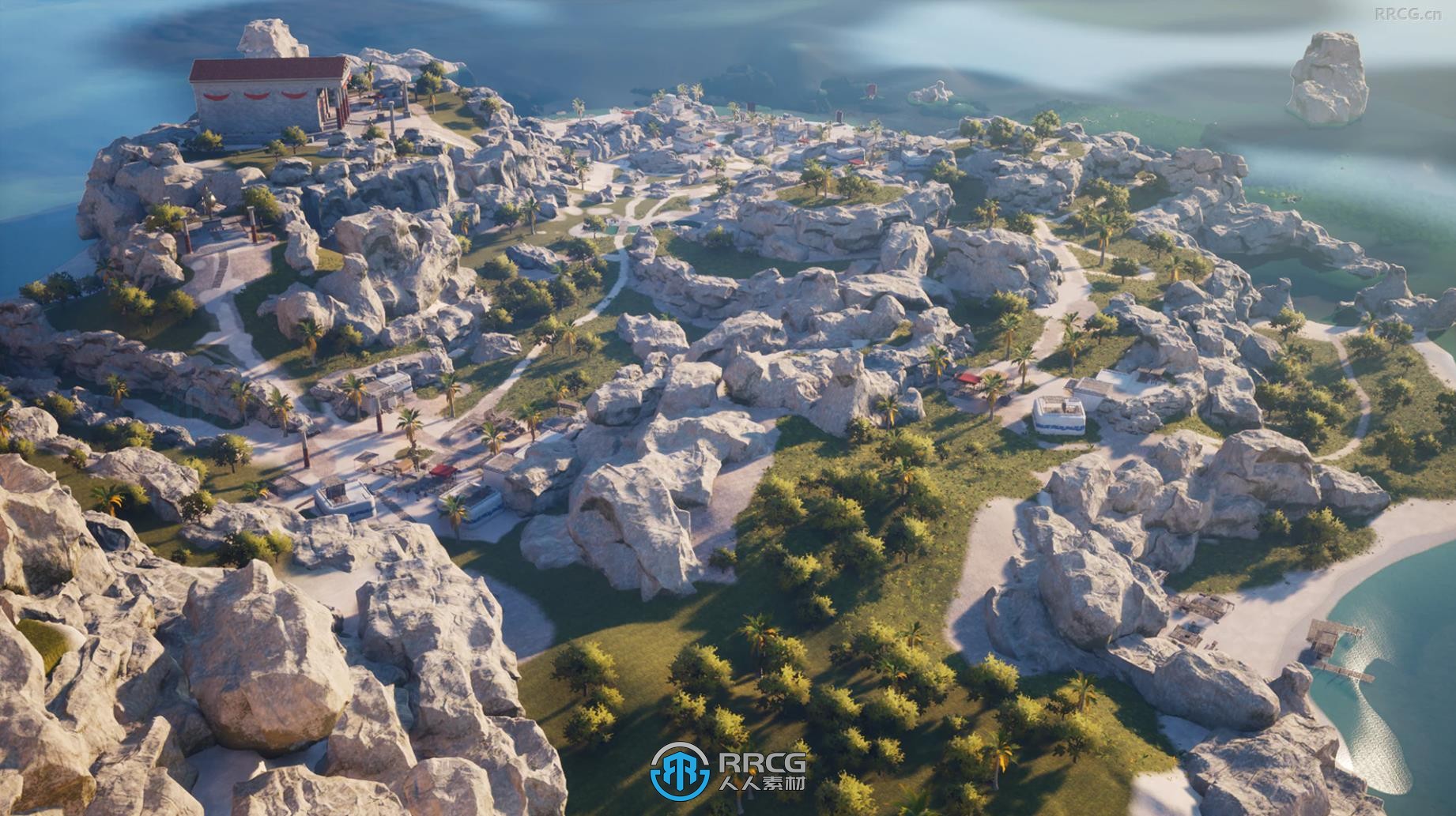 希腊岛神庙村庄等环境场景UE游戏素材