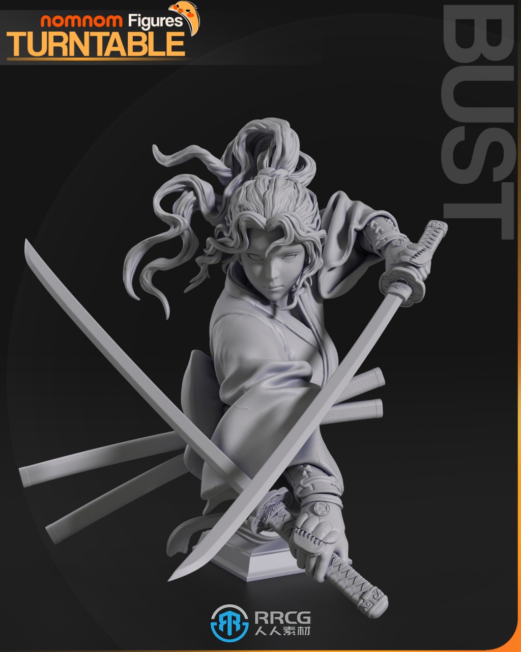女武士持剑姿势角色雕刻手办3D打印模型