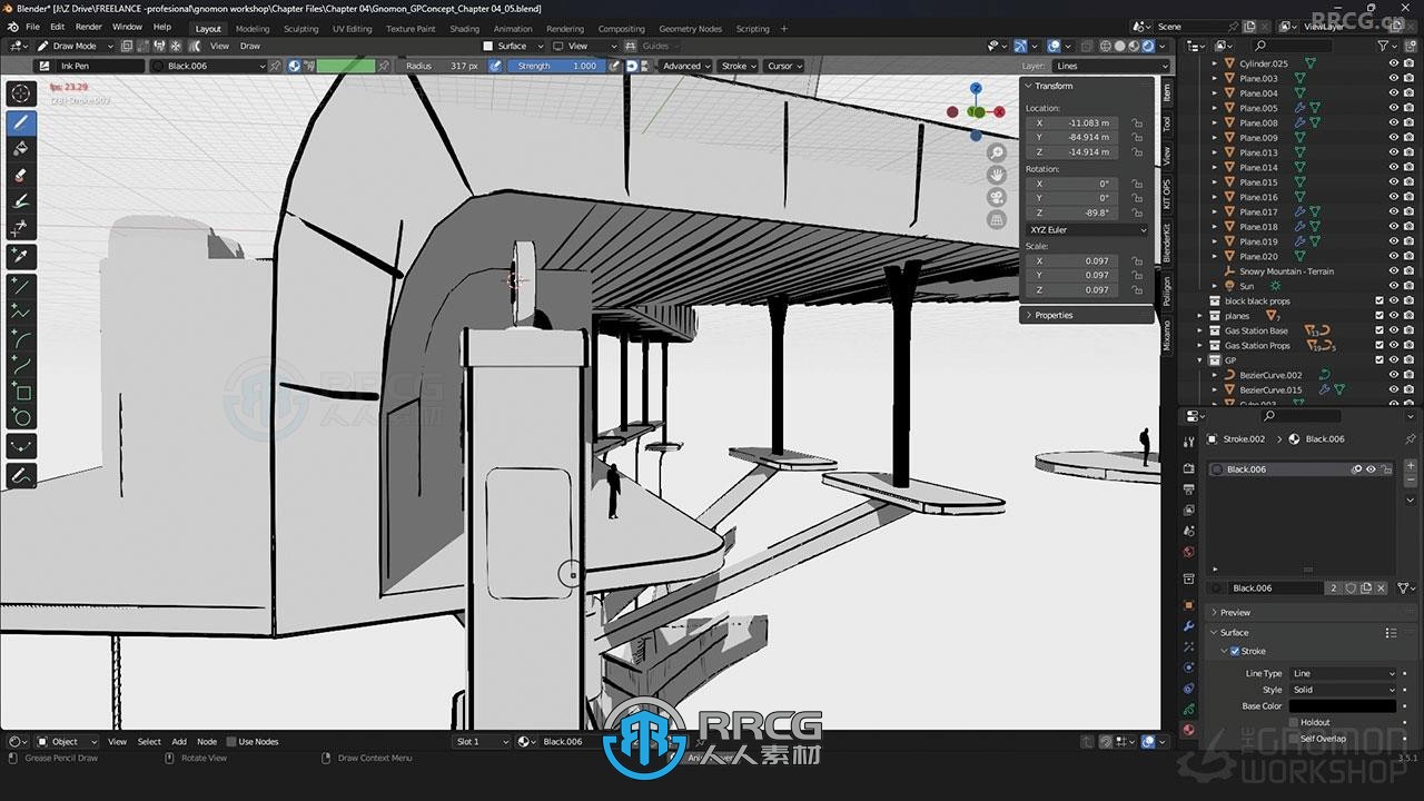 游戏概念艺术3D环境场景草图绘制视频教程