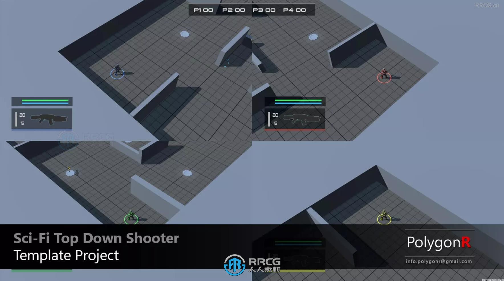 俯视角第三人称射击游戏模板Unity游戏素材