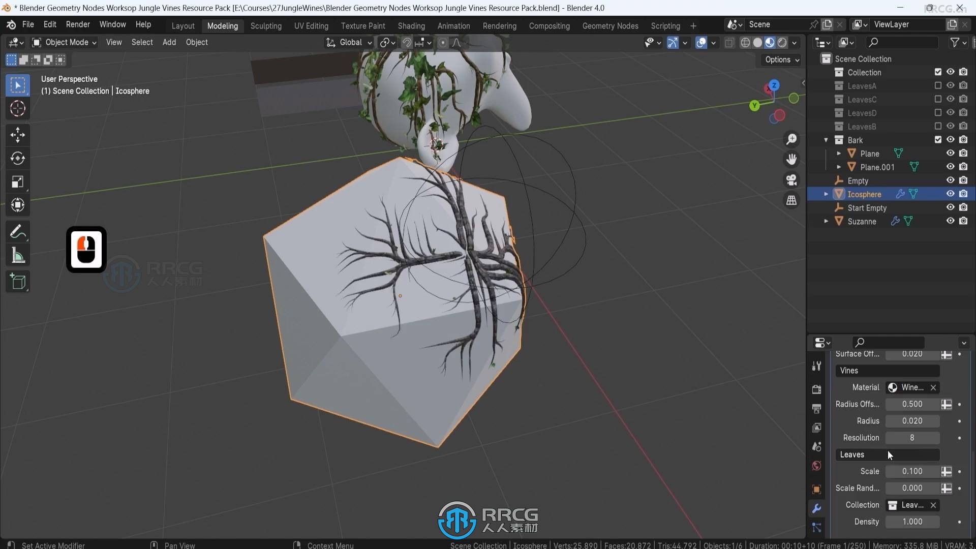 Blender 4几何节点藤蔓植物实例制作视频教程