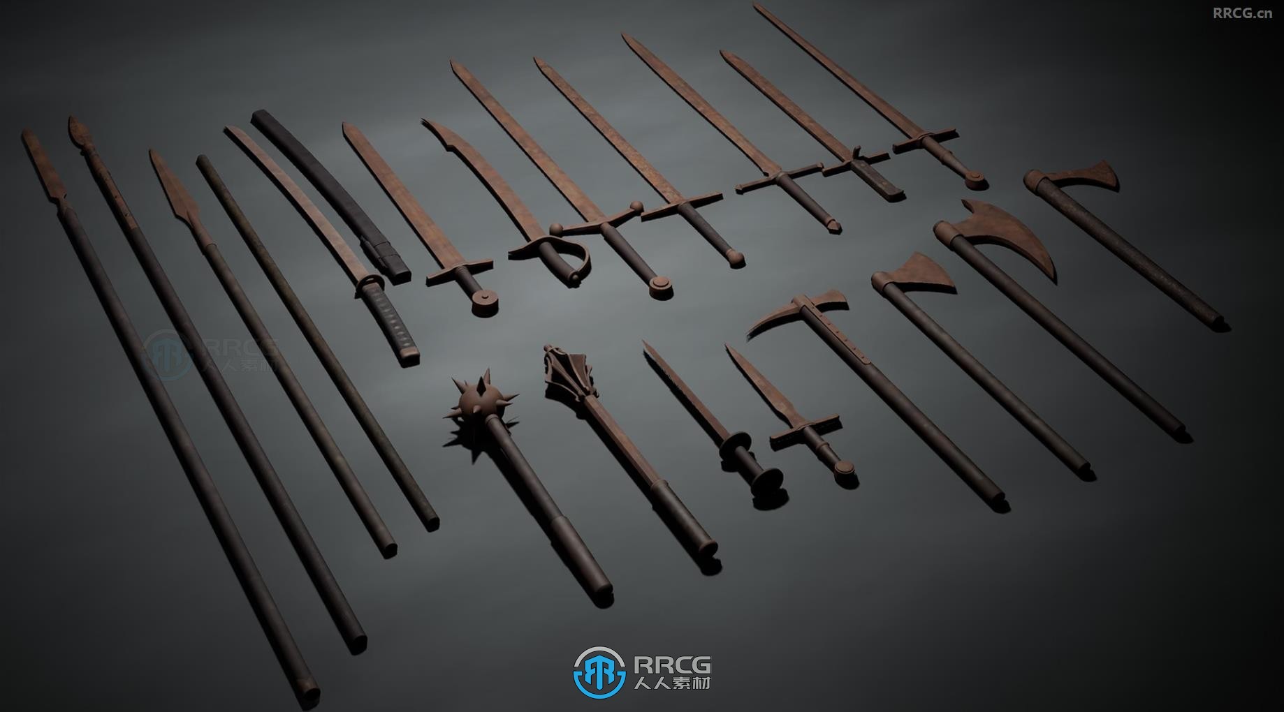 46组骷髅骨头与20组武器装备道具模型UE游戏素材