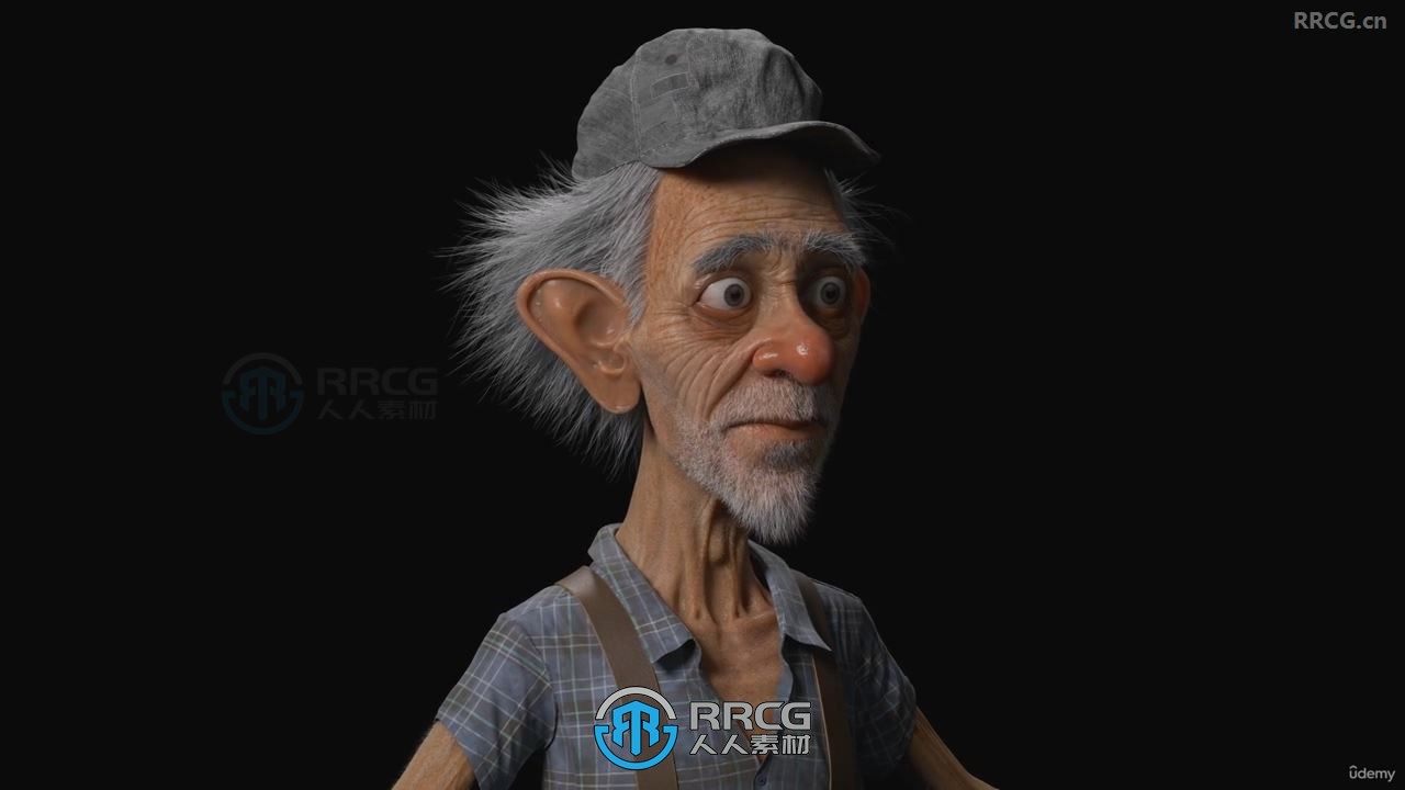 Blender超逼真老人角色雕刻建模完整制作流程视频教程