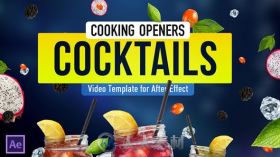 现代鸡尾酒设计电视烹饪节目视频包装AE模板Videohive Cooking Design Pack - Cock...