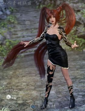 美丽性感古老的女性龙战士连衣裙3D模型合辑