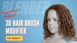 3D Hair Brush强大毛发制作工具Blender插件V3.2版