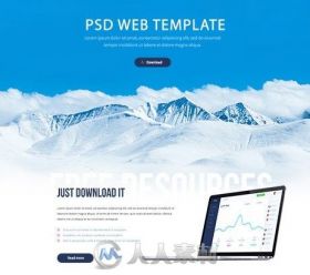 冰山背景网页设计PSD模板PSD Web Template - Enyo