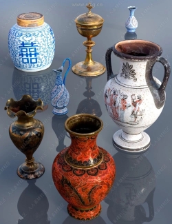 7组瓷器装饰花瓶3D模型合集