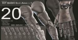 20组科幻概念手臂硬表面雕刻3D模型合集
