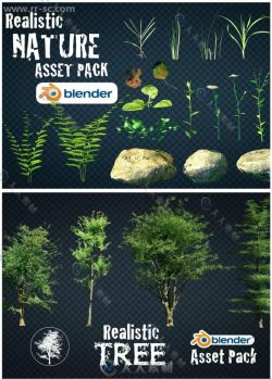 Blender自然植物树木模型贴图资源合集