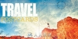 假期旅行明信片照片切换展示动画AE模板