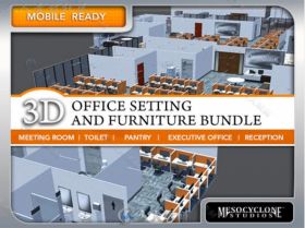 常见的物品家具和办公楼环境3D模型Unity素材资源