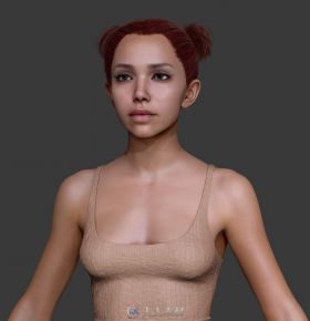 Zbrush超精细女孩角色雕刻3D模型 GUMROAD ZBRUSH REDHAIR GIRL BODY BASEMESH