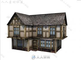 中世纪二层小楼室外道具模型Unity3D素材资源