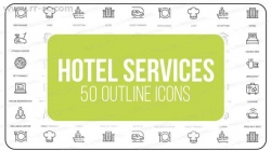 50组细线条家酒店服务小图标图形元素AE模板