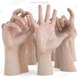 18组超精致男性手掌手臂动作姿势3D模型与贴图