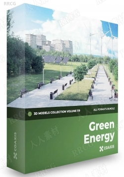 30组太阳能电池板风力涡轮机电动汽车充电站等绿色能源3D模型合集
