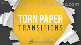 创意动感纸张撕开转场效果展示幻灯片AE模板 Videohive Torn Paper Transitions Re...