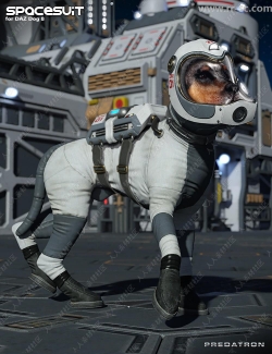 逼真有趣狗狗太空服细节3D模型