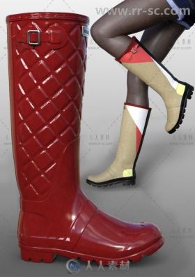 休闲时尚的女性雨靴3D模型合辑
