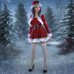 可爱女版圣诞老人短裙帽子人物3D模型