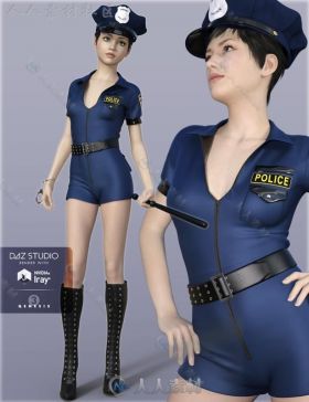 女性性感苗条警察制服服装3D模型合籍