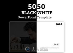 50：50黑白对半PPT模板5050 PowerPoint Template 12948281