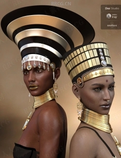 埃及女性人物皇冠和珠宝3D模型合集