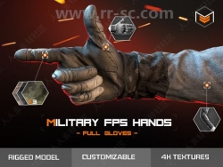 逼真FPS游戏第一手军用全手套长袖3D角色Unity游戏素材资源