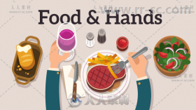 卡通效果视频解说餐厅食品和手动态元素包AE模板 Videohive Food & Hands Explainer