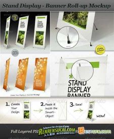 《X展架效果图PSD模板》Graphicriver Stand Display Mockup Roll-up Smart Template