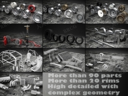 90组汽车零件组件3D模型合集