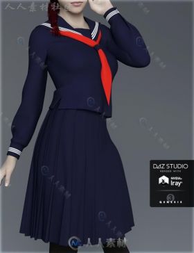 可爱清纯的日本学校女生制服3D模型合辑