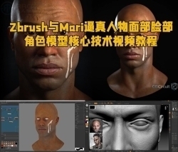 Zbrush与Mari逼真人物面部脸部角色模型核心技术视频教程