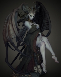 莉莉丝Lilith坐姿《暗黑破坏神4》游戏角色雕塑3D打印模型