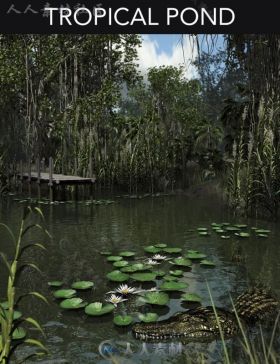 美丽丰富的热带池塘生态系统环境3D模型合辑