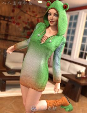 女性有趣可爱的连衣裙睡衣3D模型合辑