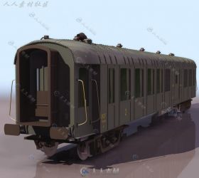 怀旧风老式绿皮火车3D车厢模型