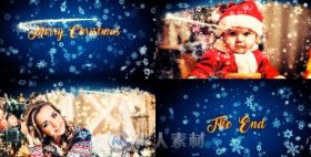 美丽神奇的彩色粒子雪花飘落幻灯片AE模板VideohiveMerry Christmas Slideshow 189...