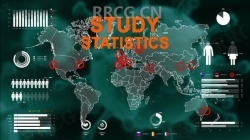 研究统计数据图表地图分布表展示动画AE模板