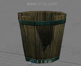 武侠游戏中一个破桶的3D模型