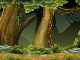 手绘丛林森林漫射贴图和材质Unity2D素材资源