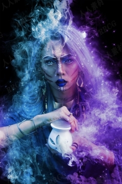 梦幻魔术风格蓝紫色调烟雾缭绕人像艺术图像处理特效PS动作