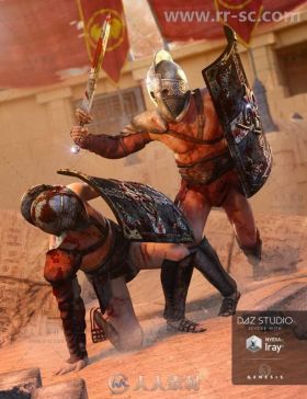 古老的角斗士超血腥战斗剑与盾和服装3D模型合辑