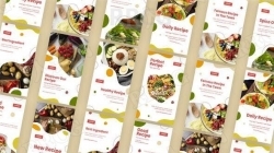 健康轻食食谱菜单海报宣传展示动画AE模板