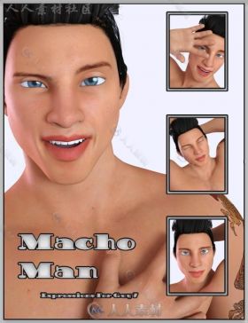 男性简单有有趣的面部表情3D模型合辑