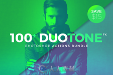100款双色显示照片调色特效PS动作Duotone Photoshop Action Bundle