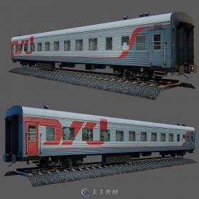 红白火车车厢3D模型