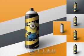 喷漆罐外包装展示PSD模板Spray Can Mock-up tin of paint