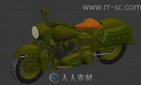 一个二战军用摩托车3D模型